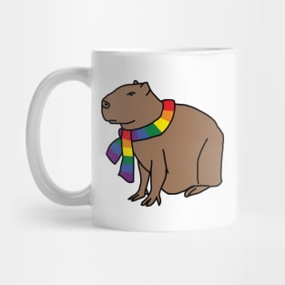 Capybara and Rainbow Pride Flag Scarf Mug